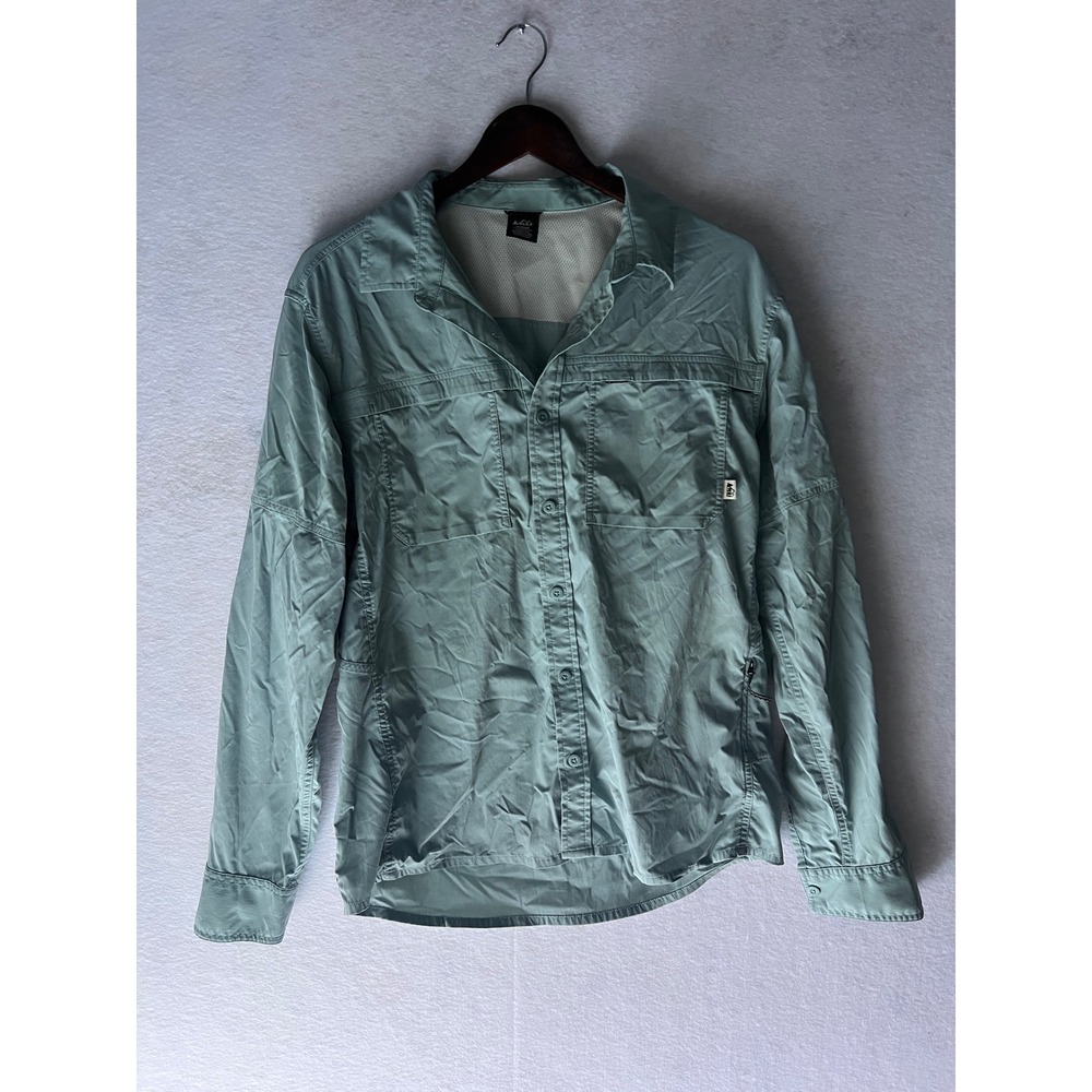 REI Co-op Mens Medium Sage Green Vented Hiking Travel Button Up Shirt